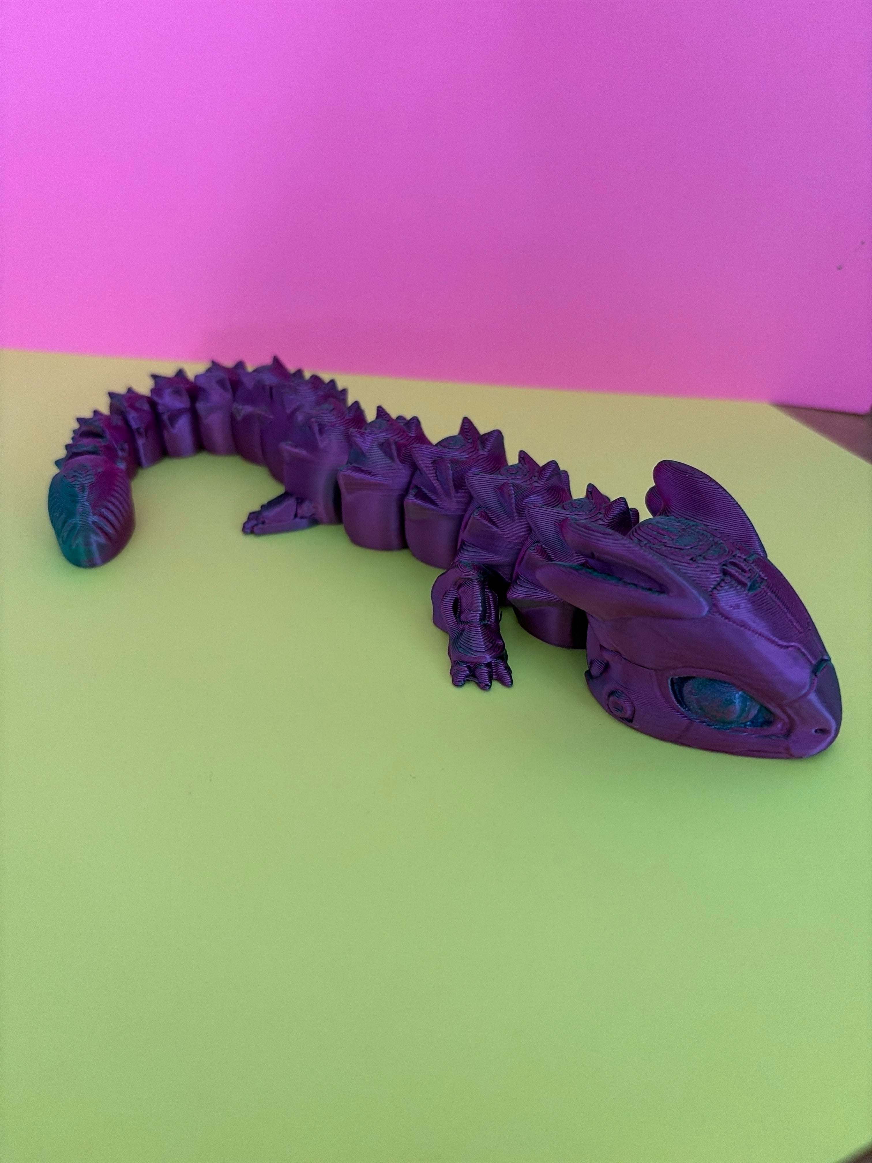 Articulated Cyber Dragon | 3D Printed Robotic Dragon | Futuristic Desk Companion | Flexi Dragon Toy
